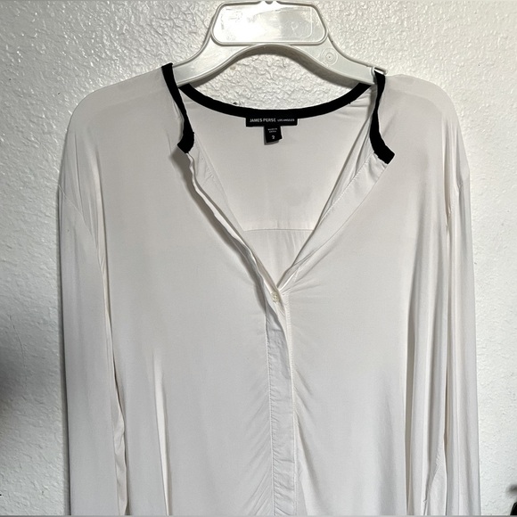 James Perse White Contrast Collar Blouse - Picture 3 of 8